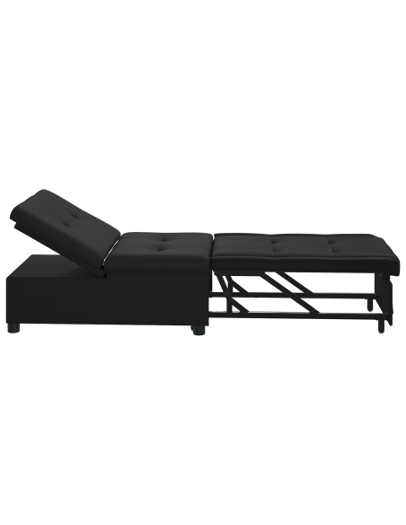 Divano Letto 3 in 1 Design Estraibile Tessuto Nero