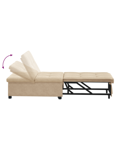 Divano Letto Estraibile Crema 194 x 67 x 82 cm Microfibra