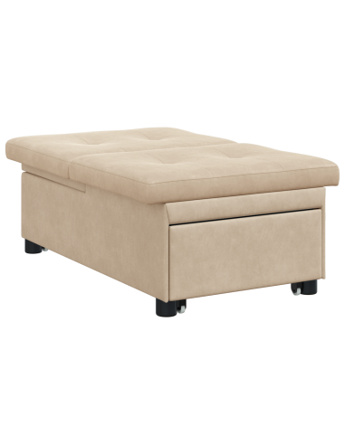Divano Letto Estraibile Crema 194 x 67 x 82 cm Microfibra