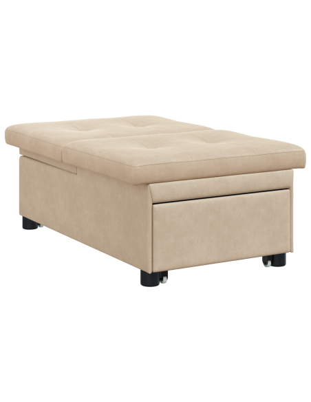 Divano Letto Estraibile Crema 194 x 67 x 82 cm Microfibra