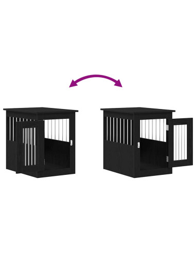 Trasportino per Cani Rovere Nero 62x45x59 cm in Legno Aggregato