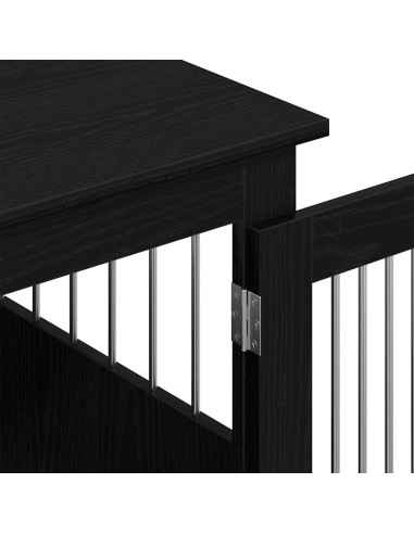 Trasportino per Cani Rovere Nero 62x45x59 cm in Legno Aggregato