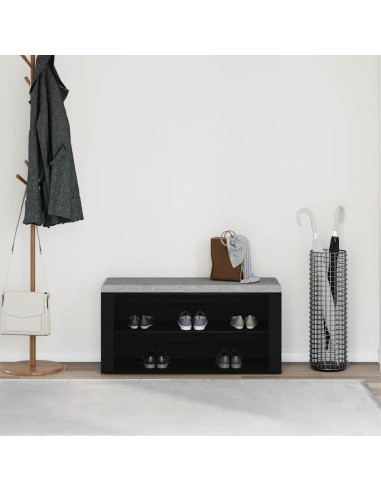 Panca Scarpiera Rovere Nero 100x35x45 cm in Legno di Argilla