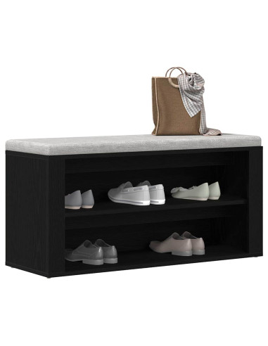 Panca Scarpiera Rovere Nero 100x35x45 cm in Legno di Argilla