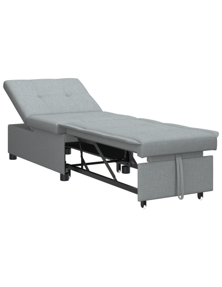 Divano Letto 3-in-1 - Design Estraibile in Tessuto Grigio Chiaro