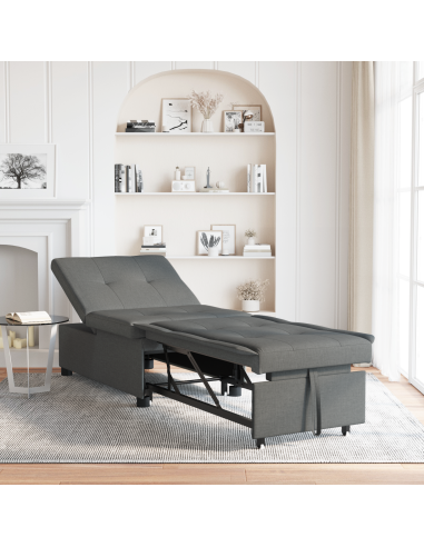 Divano Letto Estraibile 50cm Grigio scuro Legno compensato