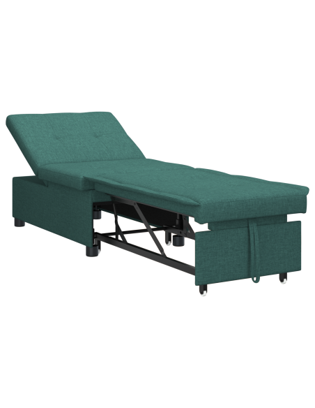 Letto Sofa 3-in-1 - Design Estraibile in Tessuto Verde Scuro