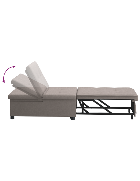 Divano letto 3-in-1 con design estraibile in tessuto tortora