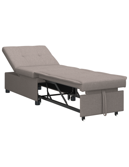 Divano letto 3-in-1 con design estraibile in tessuto tortora