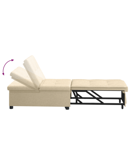Divano Letto 3-in-1 con Design Estraibile in Tessuto Panna