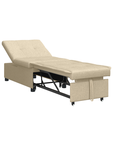 Divano Letto Estraibile Crema 194 x 50 x 82 cm Legno compensato