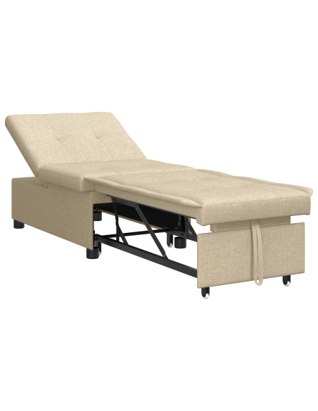 Divano Letto 3-in-1 con Design Estraibile in Tessuto Panna