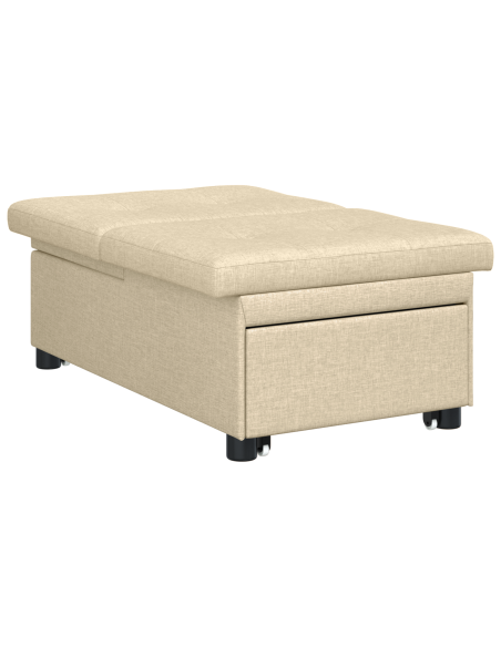 Divano Letto Estraibile Crema 194 x 50 x 82 cm Legno compensato