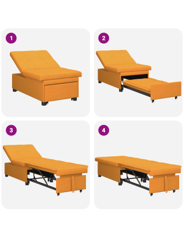 Divano Letto Estraibile 50cm Giallo Scuro Legno compensato