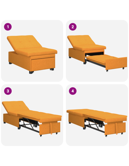 Divano Letto Estraibile 50cm Giallo Scuro Legno compensato