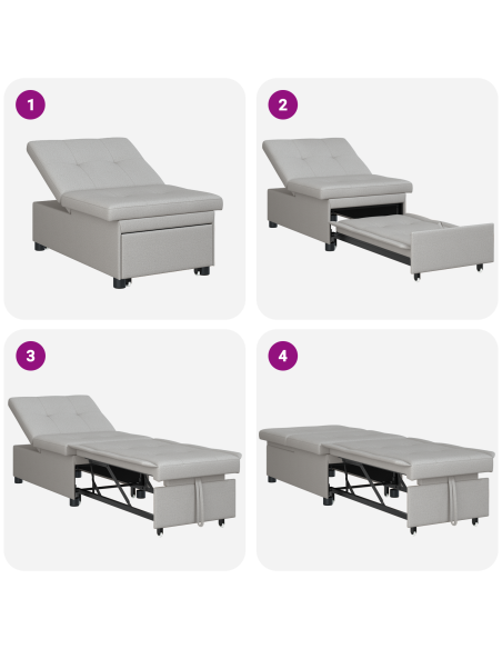 Divano Letto 3-in-1 Grigio Nuvola di