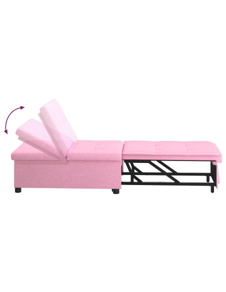 Divano Letto 3-in-1 in Tessuto Rosa di