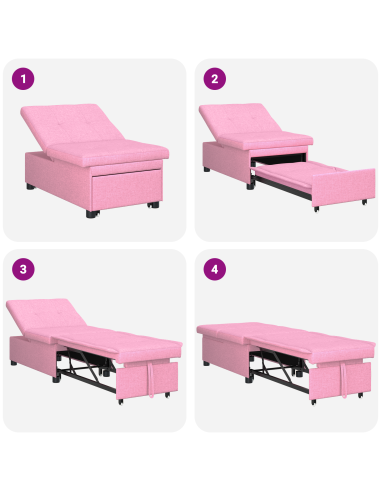 Divano Letto Estraibile Rosa 194 x 50 x 82 cm Legno compensato