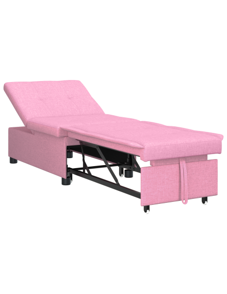 Divano Letto 3-in-1 in Tessuto Rosa di