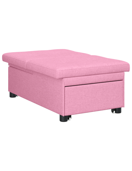 Divano Letto 3-in-1 in Tessuto Rosa di