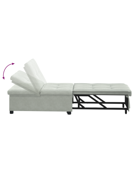 Divano Letto Design 3-in-1 Estraibile Velluto Grigio Chiaro