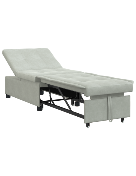 Divano Letto Design 3-in-1 Estraibile Velluto Grigio Chiaro