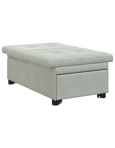 Divano Letto Design 3-in-1 Estraibile Velluto Grigio Chiaro