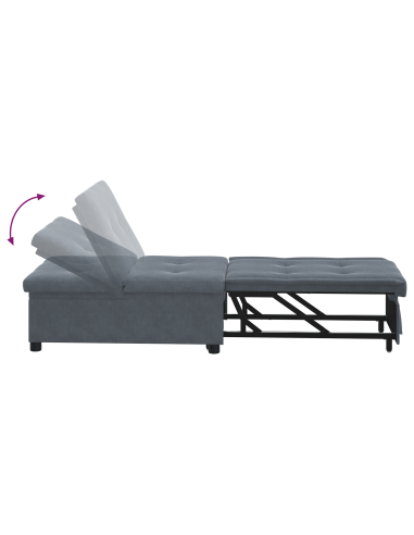 Divano letto Grigio scuro 194 x 67 x 82 cm Velluto