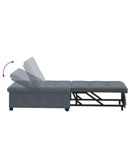 Divano Letto 3-in-1 Design Estraibile Velluto Grigio Scuro