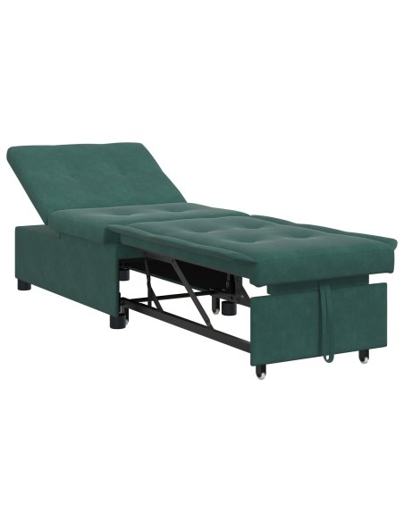 Divano letto design 3-in-1 estraibile in velluto verde scuro