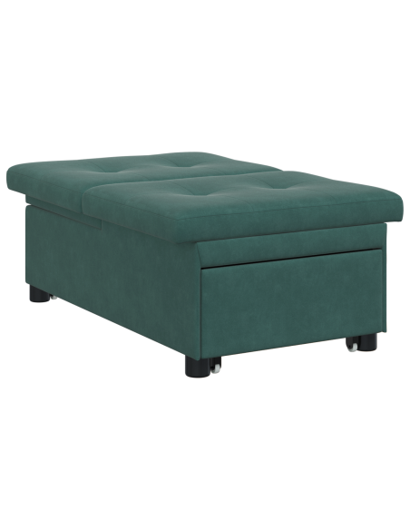 Divano letto design 3-in-1 estraibile in velluto verde scuro