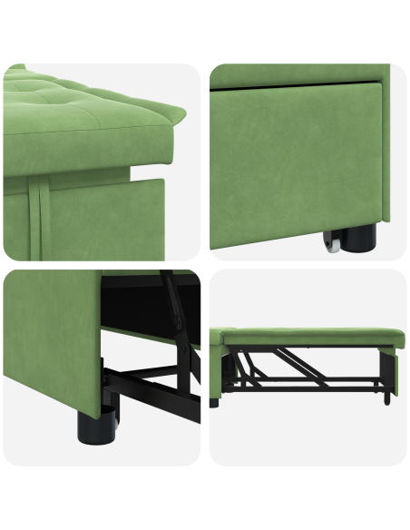 Divano Letto Design 3-in-1 Velluto Verde Chiaro