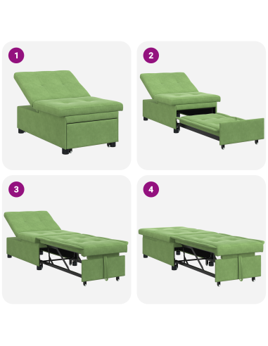 Divano letto Verde chiaro 194 x 67 x 82 cm Velluto