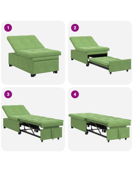 Divano Letto Design 3-in-1 Velluto Verde Chiaro