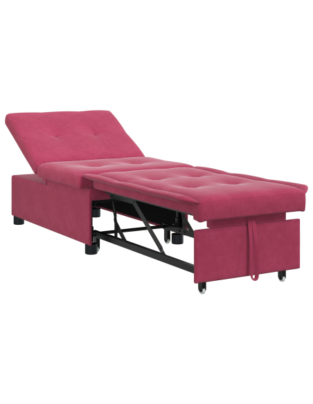 Divano Letto 3 in 1 Estrattore Rosso Vino Velluto