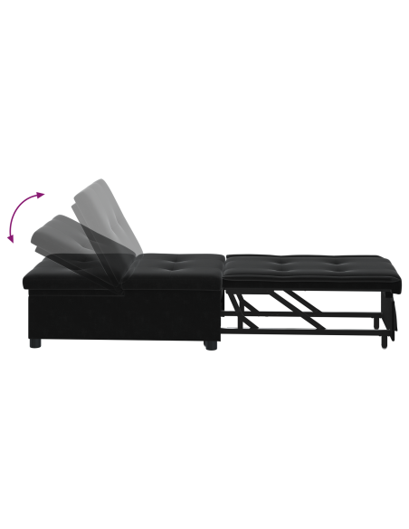 Divano Letto 3-in-1 Velluto Nero Estraribile