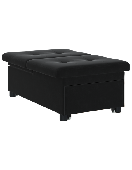 Divano Letto 3-in-1 Velluto Nero Estraribile