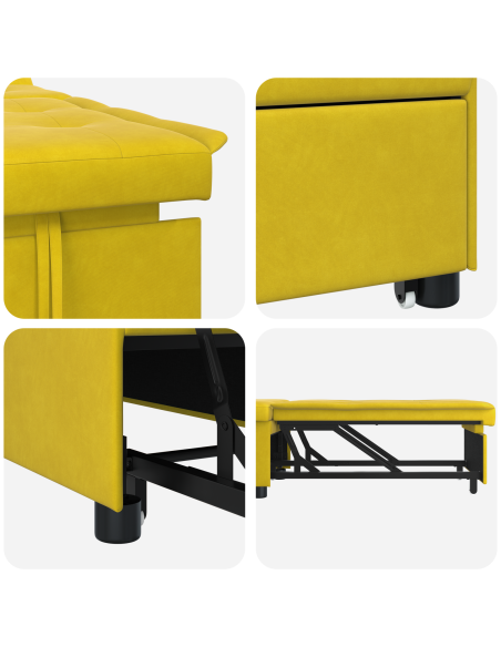 Divano Letto 3-in-1 Design Pull-Out Velluto Giallo