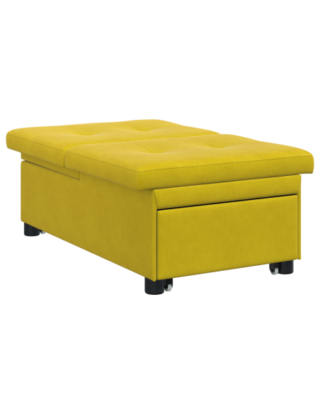 Divano Letto 3-in-1 Design Pull-Out Velluto Giallo