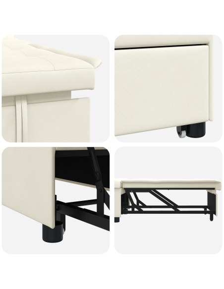 Divano Letto 3 in 1 Estraribile Panna Velluto