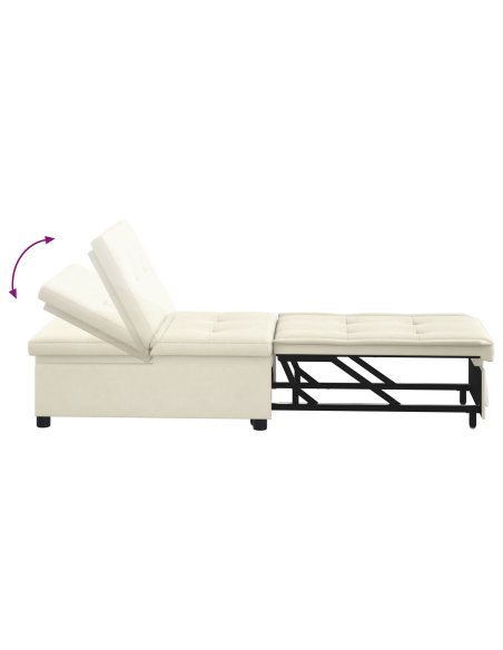 Divano Letto 3 in 1 Estraribile Panna Velluto