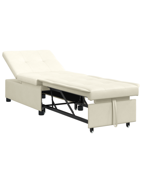 Divano Letto 3 in 1 Estraribile Panna Velluto