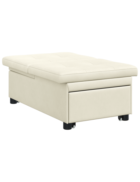 Divano Letto 3 in 1 Estraribile Panna Velluto