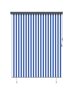 Tenda a rullo Blu e Bianco 200 x 250 cm Tessuto e Alluminio