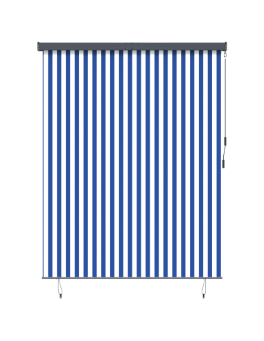 Tenda a rullo Blu e Bianco 200 x 250 cm Tessuto e Alluminio