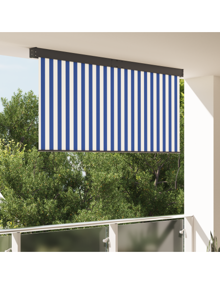 Tenda a rullo Blu e Bianco 200 x 250 cm Tessuto e Alluminio