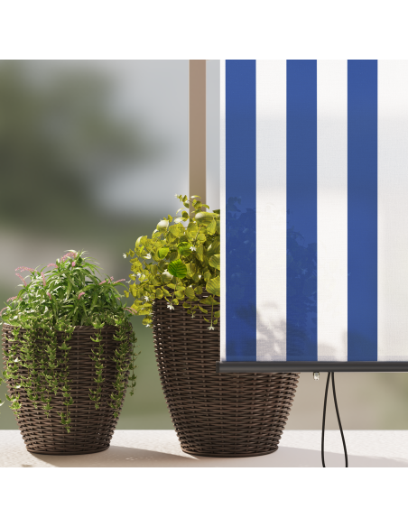 Tenda a rullo Blu e Bianco 200 x 250 cm Tessuto e Alluminio