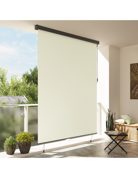 Tenda a Rullo Esterna Rigato Regolabile Crema 200 x 250 cm Tessuto