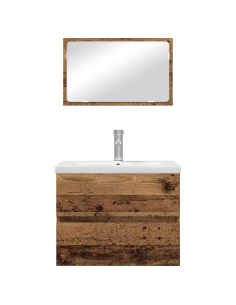 Set di mobili per il bagno con cassetto 3 pcs Legno vecchio 2