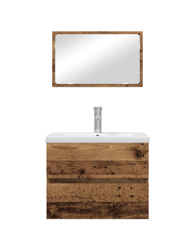 Set di mobili per il bagno con cassetto 3 pcs Legno vecchio
